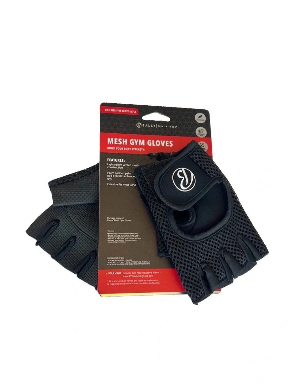 Bally Total Fitness Fingerless Mesh Training Gloves One Size Fits Most M/L